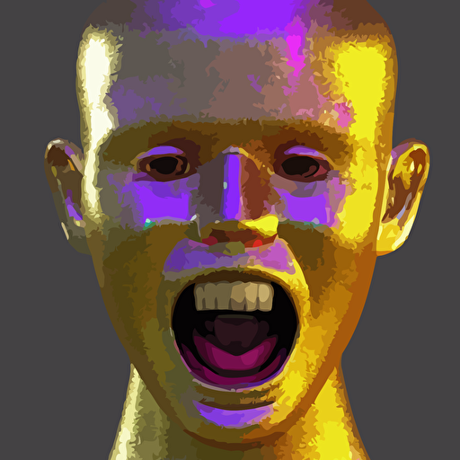 3d render holographic angry human robotic screaming angry bust glossy iridescent screaming bust surrealistic 3d illustration human non binary non binary model 3d model human cryengine holographic texture holographic material holographic rainbow concept cyborg artificial intelligence
