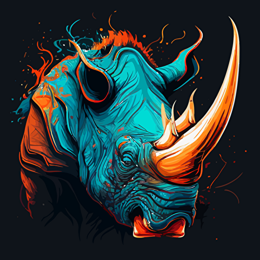 color vector art of a stylized angry rhino
