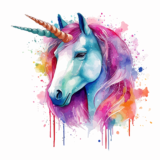 beautiful waterolor design of unicorn and rainbow, vector