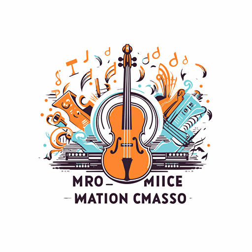 vector art logo for music design for games course. White background