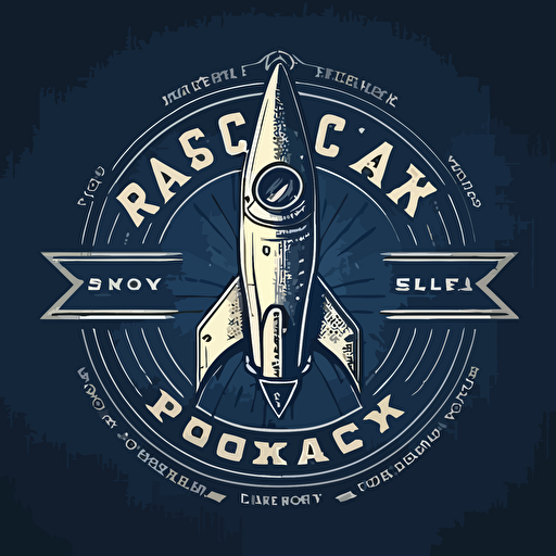 rocket company logo. blueprint look. vector image