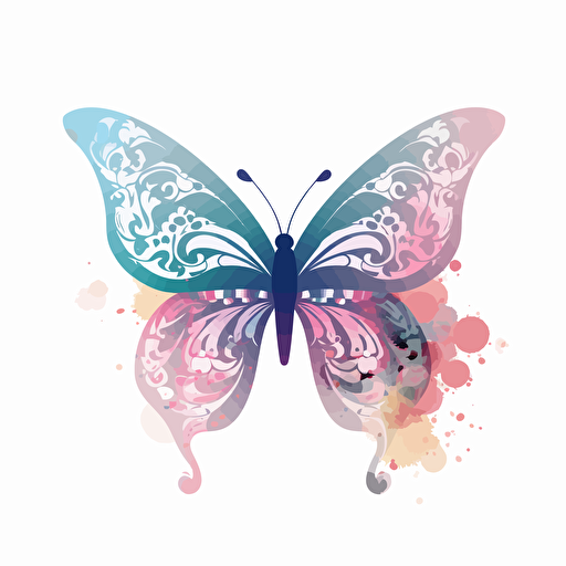 a mothers day butterfly, use pastel colors only, 2d clipart vector, minimalistic , hd, white background