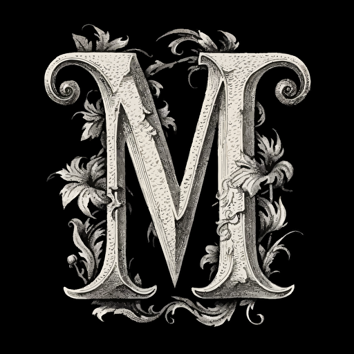vector image of a letters T and the letter M simple black script