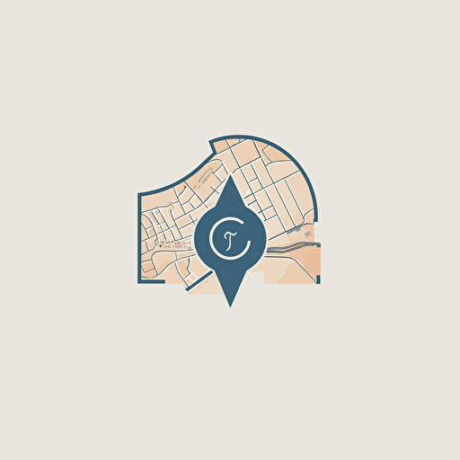 a stylish minimalistic logo of a citymap and a letter combined. vectorized and soft colors. highly detailed