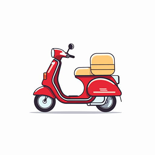 logo, red Vespa delivery, minimal, vector, simple, flat, White background.