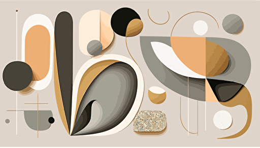 Grey and beige abstract mid century modern, Minimalist, vector, contour