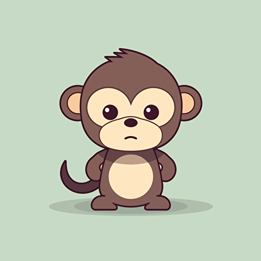 cute little ape, clean background, 2d, vector