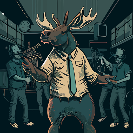 vector art moose fronting a funk band