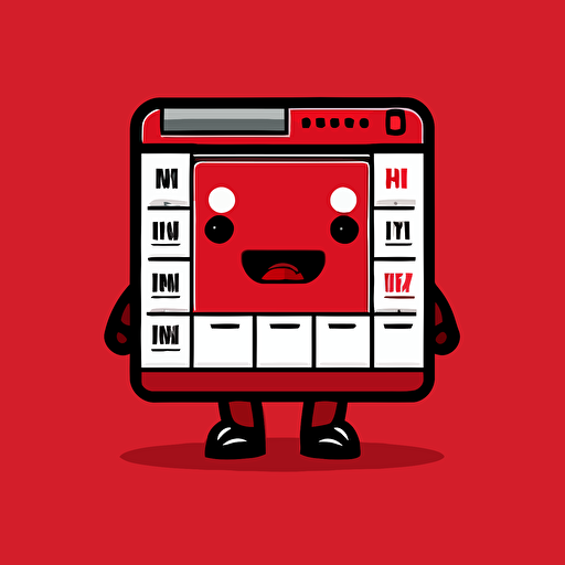 mascot logo of a calendar, simple, red, vector