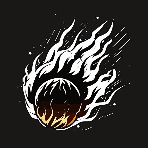 simple flat logo of ice ball on fire, black and white vector style