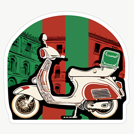 Italian vibes motif, retro aesthetics, vector image, sticker, pantone color scheme. No text