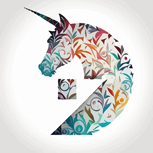 the letter "e" from simple abstract icon,minimal,modern digital logo, with unicorn, mandala color,white background,Vector,