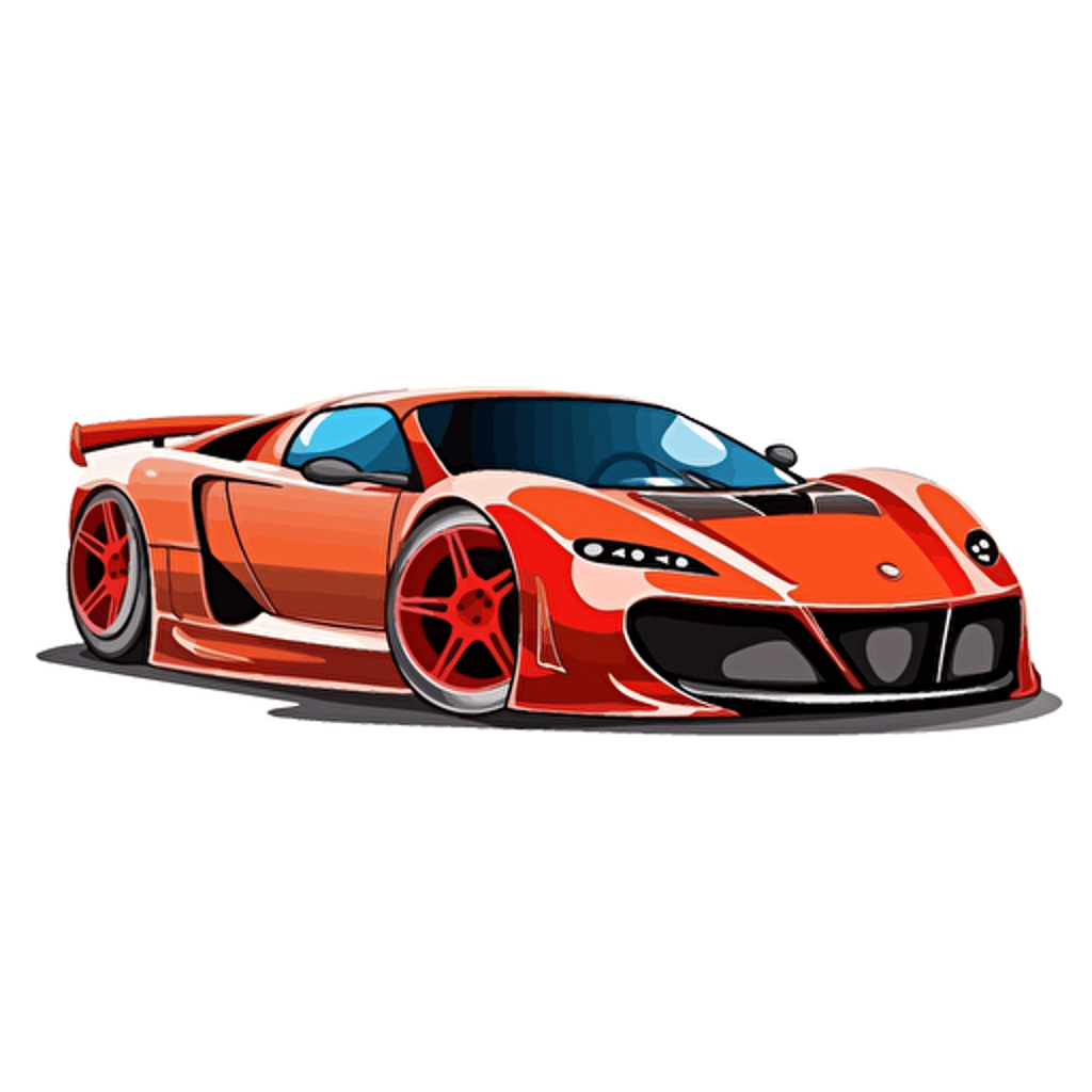 cartoon exotic car, vector art, white background