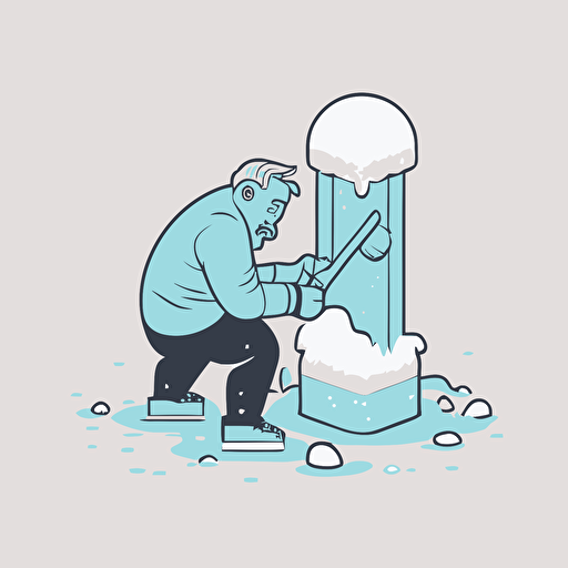 illustration of man kneeling and swinging an ice pick into the Ice vector style