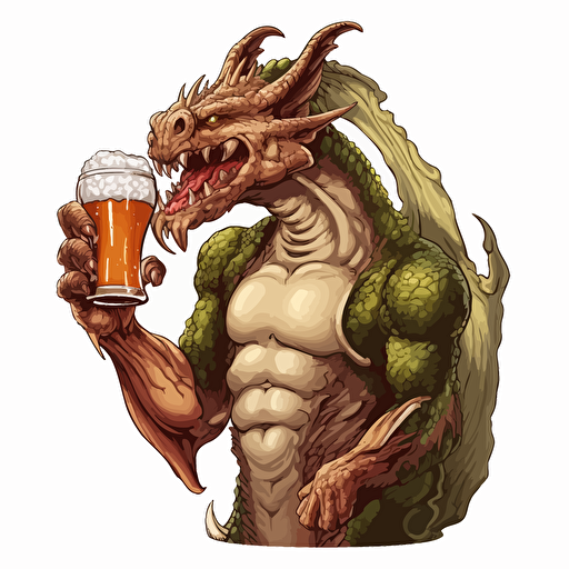 An dracola drinking a huge pint of beer, no background, fantasy art, vector image,