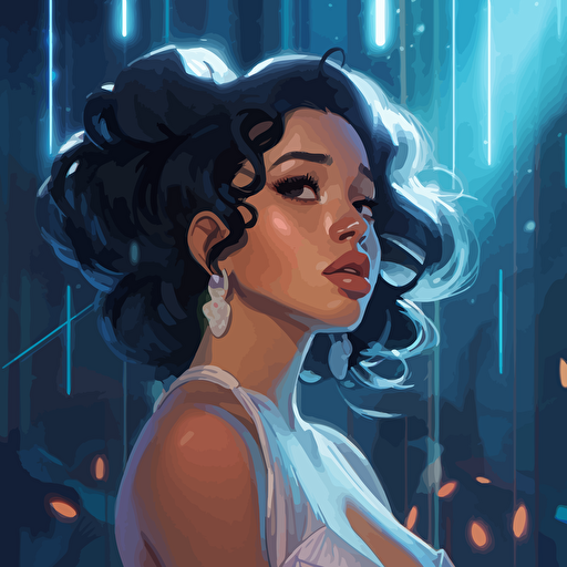 cardi b, gazing in wonder at a quasar, Clear, detailed face. Clean Cel shaded vector art by lois van baarle, artgerm, Helen huang, by makoto shinkai and ilya kuvshinov, rossdraws, illustration