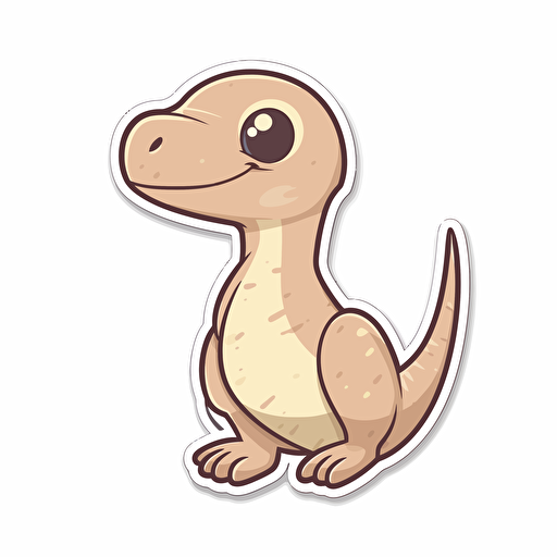 Die-cut sticker, Cute kawaii Velociraptor dinosaur sticker, white background, illustration minimalism, vector, Sandstone Tones
