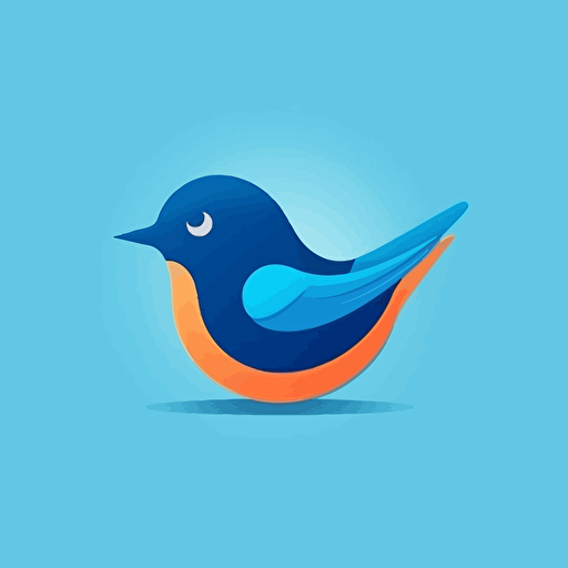 2D happy blue bird vector minimalistic streamlined design