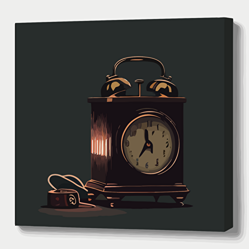 a nightstand with a small alarm clock. Modern. Moody. Vector