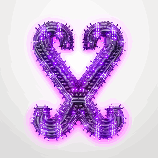large glowing purple chains arranged in the shape of the letter X, vector illustration, on a white background