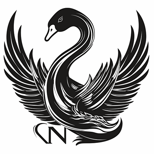 iconic pictorial logo of cygnus swan under the text "NOX", black vector, white background