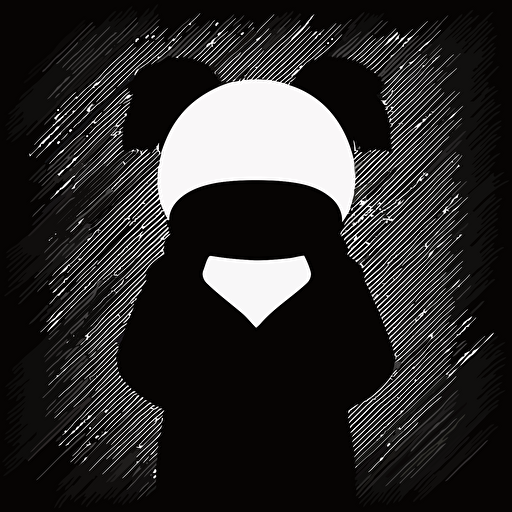 a panda from behind black and white vector logomark minimal