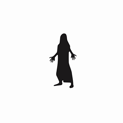 black silhouete of a scary ghoul, vector art style, white background