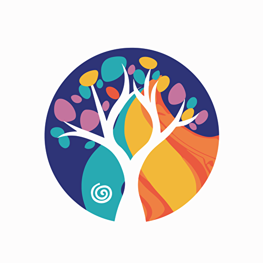An innovative, caring charitable social enterprise logo without text, capturing the essence of a inclusive community focused on empowering local communities and celebrating diversity (medium: vector design)(style: abstract, employing fluid shapes and forms to represent the interconnected nature of humanity)(colors: a vibrant, diverse color palette, reflecting the history within the community)(composition: intertwining elements such as peaceful symbols, travel, education, community, development, seamlessly blending them into a cohesive design)