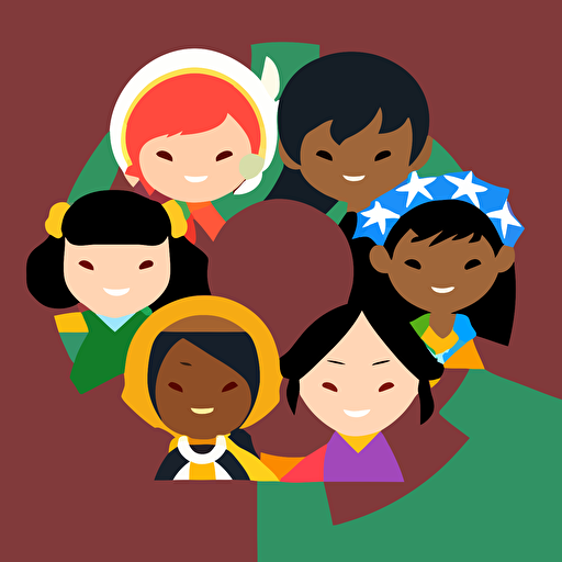 a vector logo showing 5 people of multiple races and cultures being supportive