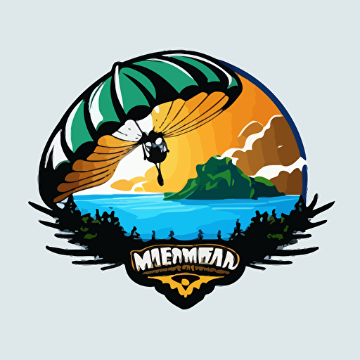 propelled paragliding over Mnemba island + simple vector logo