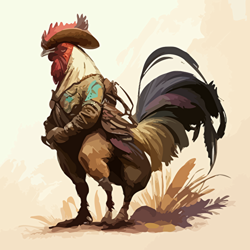 gallo con tejana vaquero colores sepia en vector