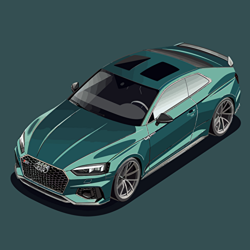 isometric Audi RS5 Coupe, in the style of Matthew Skiff art, in the style of Christopher Lee illustration, simple, rough-edged drawing, vector illustration, flat art,