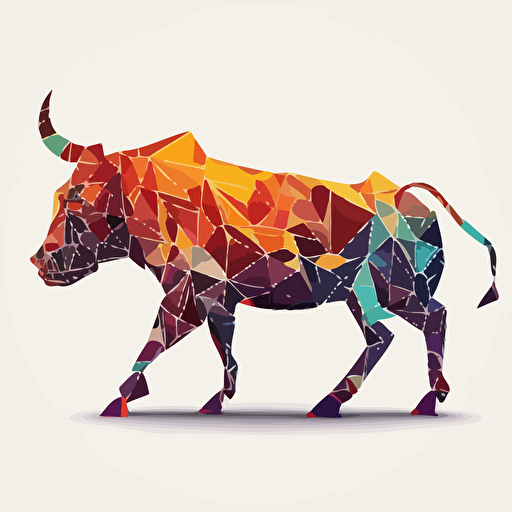 San fermin bull, tiled, cartoon like, burning man style, colorfull, vector art, white background