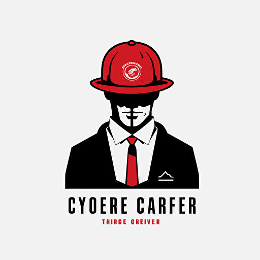 create a modern vector logo that includes a red hard hat. simple white background. logo includes the text "You're Covered." Camera even with head of figure