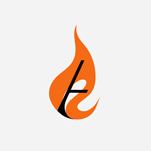 Aa minimalistic vector illustration of a flame on a white background, incorporating the letter "E" in the flame.