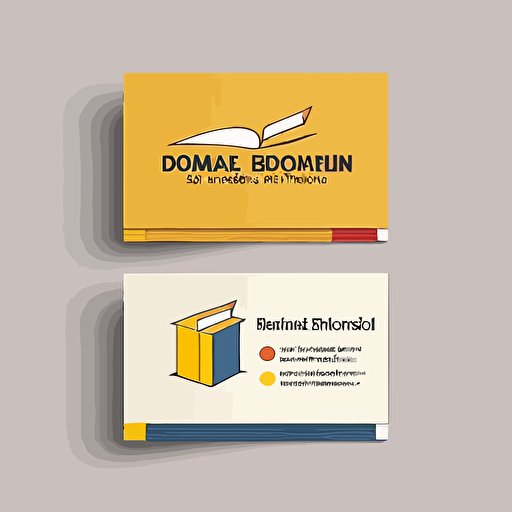 bussines card logo design for teacher with pencil and book, stylized 2d, vector, flat, minimalist, both sides, white background