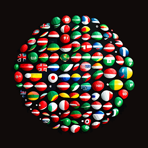 logo of many chat bubbles each is a country flag, simple vector logo, minimalistic