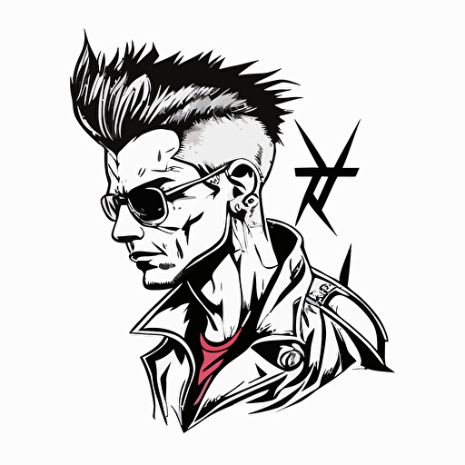 a simple sketch of a punk medical doctor on white background, logo, vector