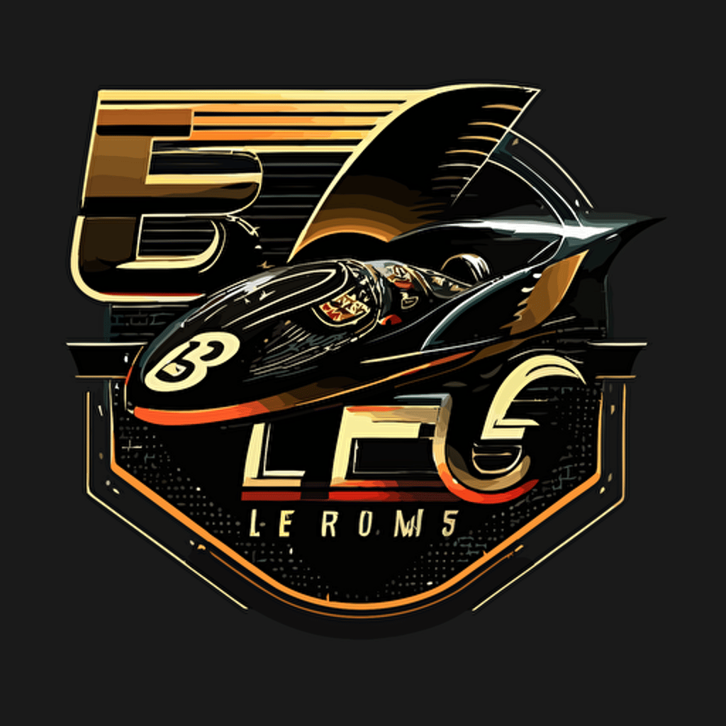 "LF365" logo, vector, black background, racing theme, high res