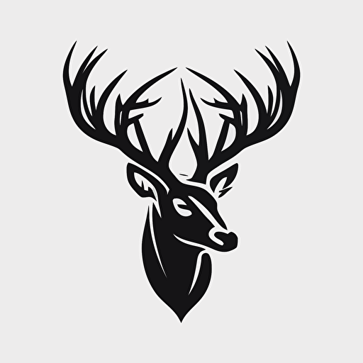very simplified vector logo of a large deer head