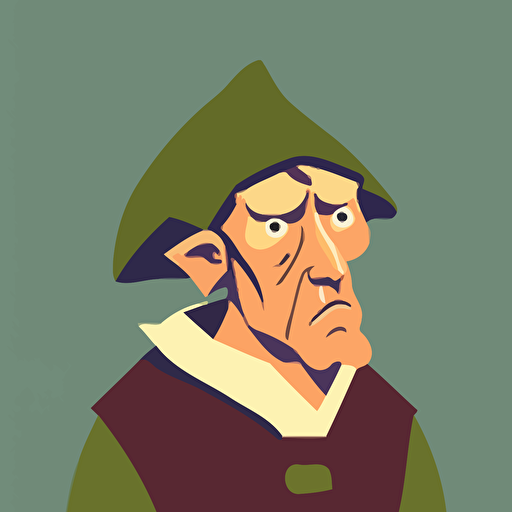 flat vector illustration of a stupid mediavel peasant