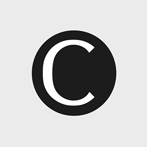 simple flat vector logo with two capital letter C in it, black and white,