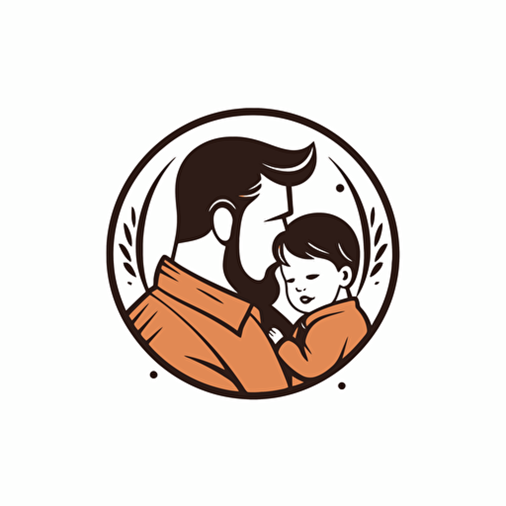 illustration vector logo of a father and baby together, make this design very wholesome and loving