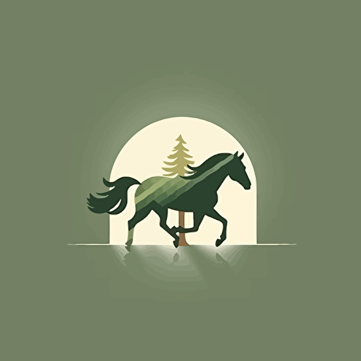 the horse is out of the woods logo. vector illustration, minimalism natural colors