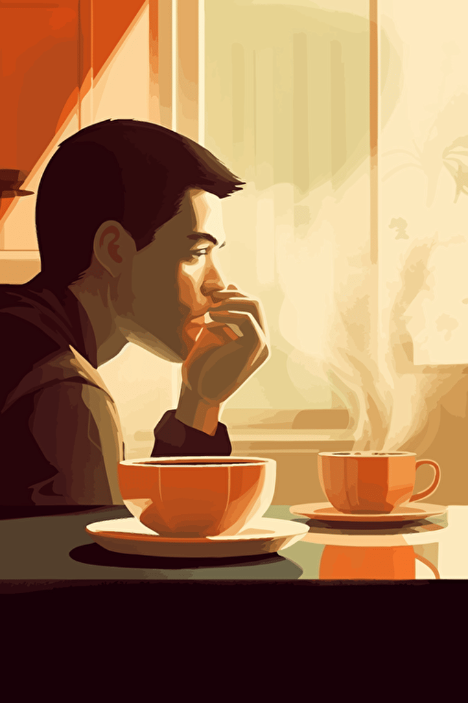 vector art, early morning coffee,