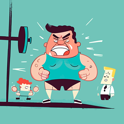 A funny representation of common struggles in the gym. Vector style