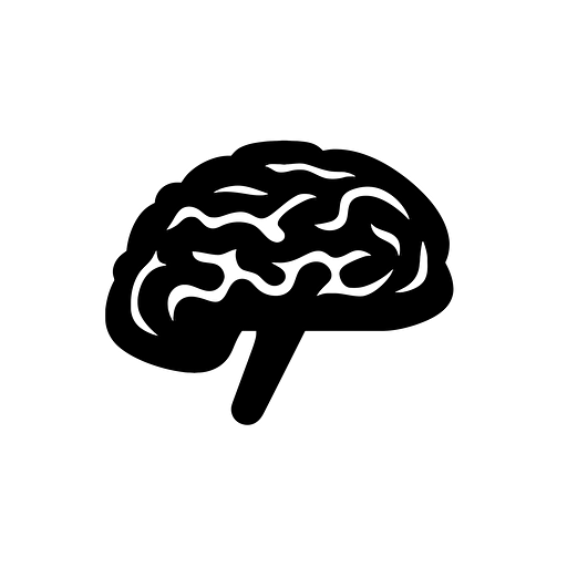 simple brain icon, side view in black on clean white background, vector