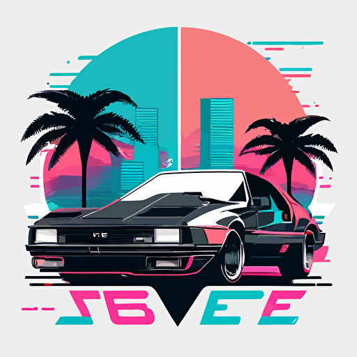 e31 in miami vice style, logo, flat background, vector