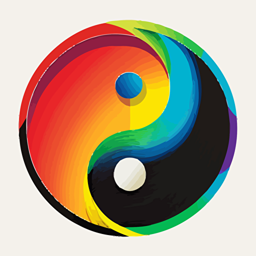 flat vector logo ying yang symbol rainbow colours