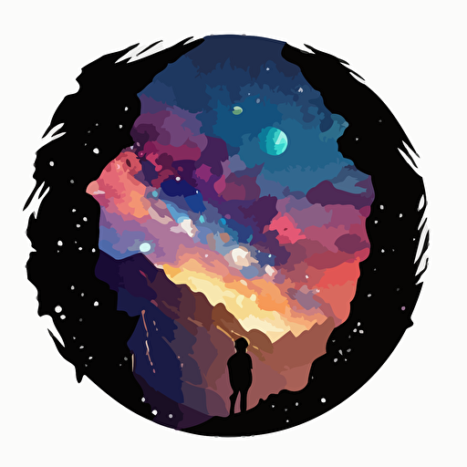 colorful vector art, galaxy inside silhouette of taroko, galaxy
